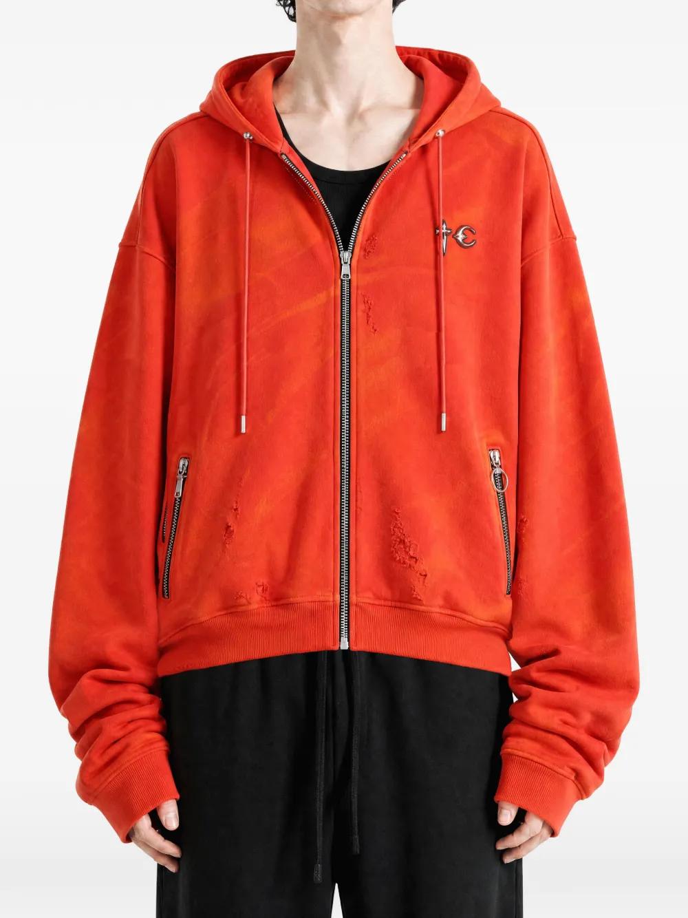 THUG CLUB Washed Zip-Up Hoodie in Red for Men | Lyst