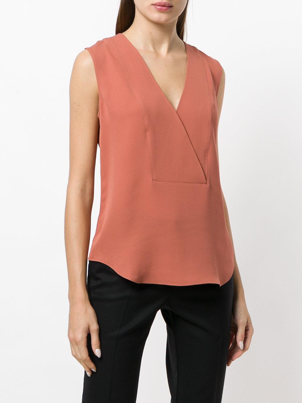 Theory Silk Vneck Tank Top in Brown Lyst