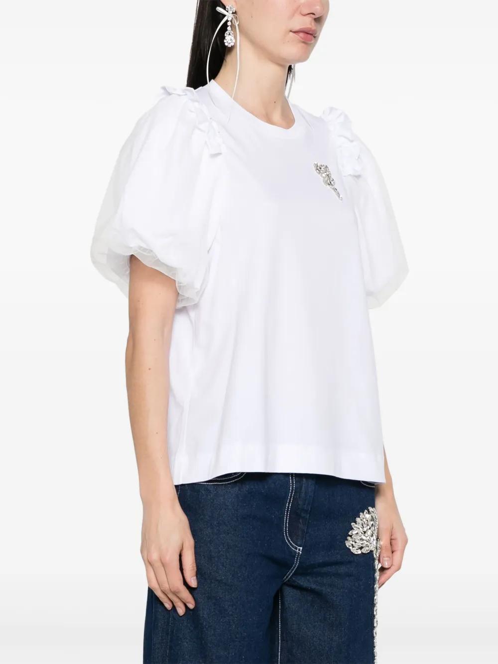 【関税込み】Simone Rocha ホワイト Embellished Flower Tシャツ Simone Rocha Flower-Embellished T-Shirt in White | Lyst