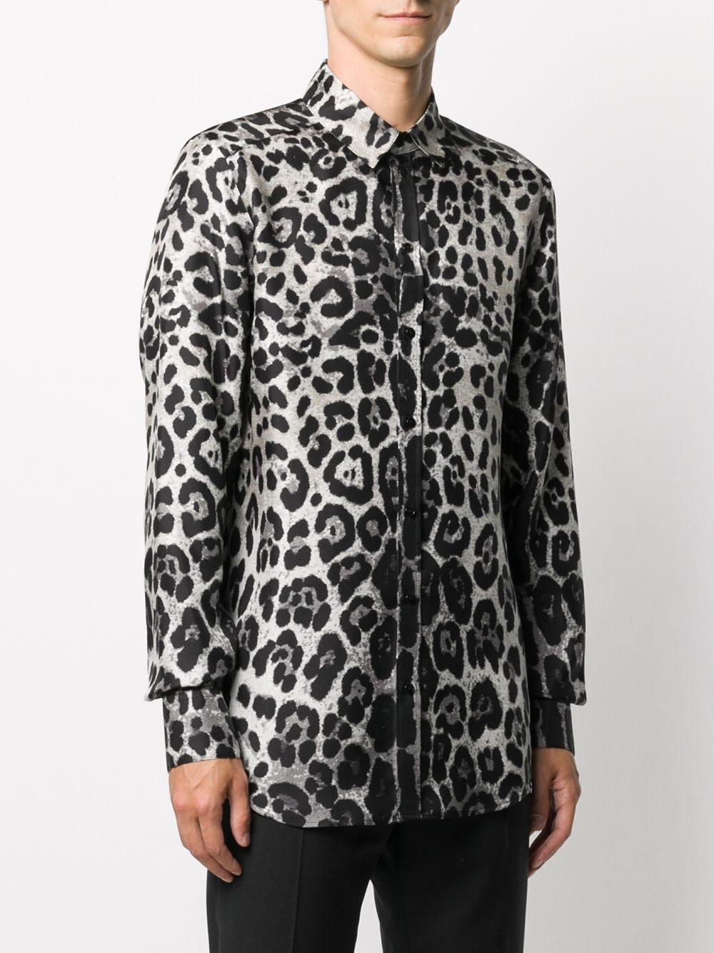 Dolce & Gabbana Leopard-print Silk Shirt in Grey (Gray) for Men - Lyst
