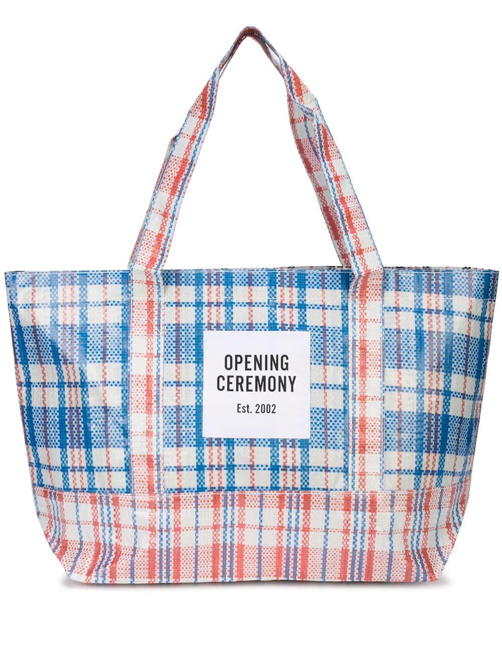 Opening Ceremony Suede Dual Colour Medium Check Tote in Blue - Lyst