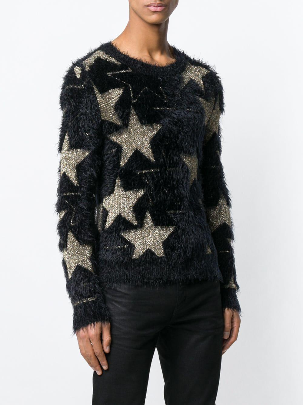Saint Laurent Lurex Stars Jacquard Sweater in Black for Men | Lyst