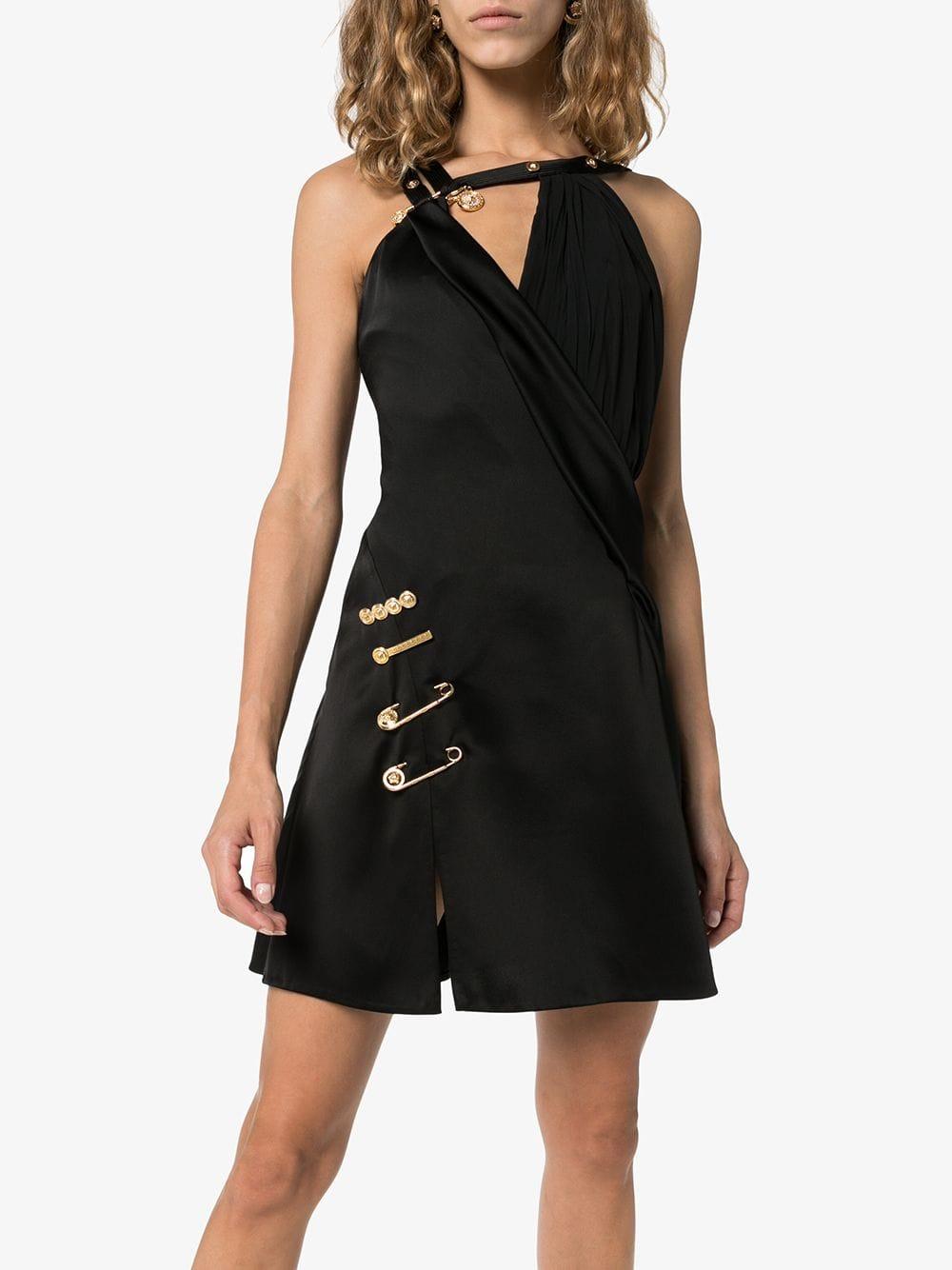 Robe courte à épingles à nourrice Synthétique Versace en coloris Noir | Lyst