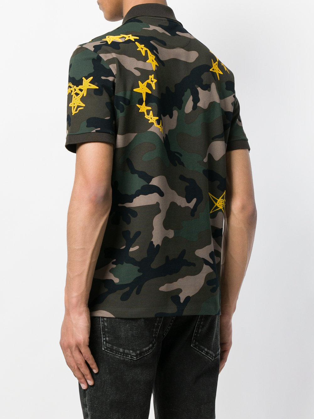 Valentino And Star Print Polo Shirt in Green for Men | Lyst