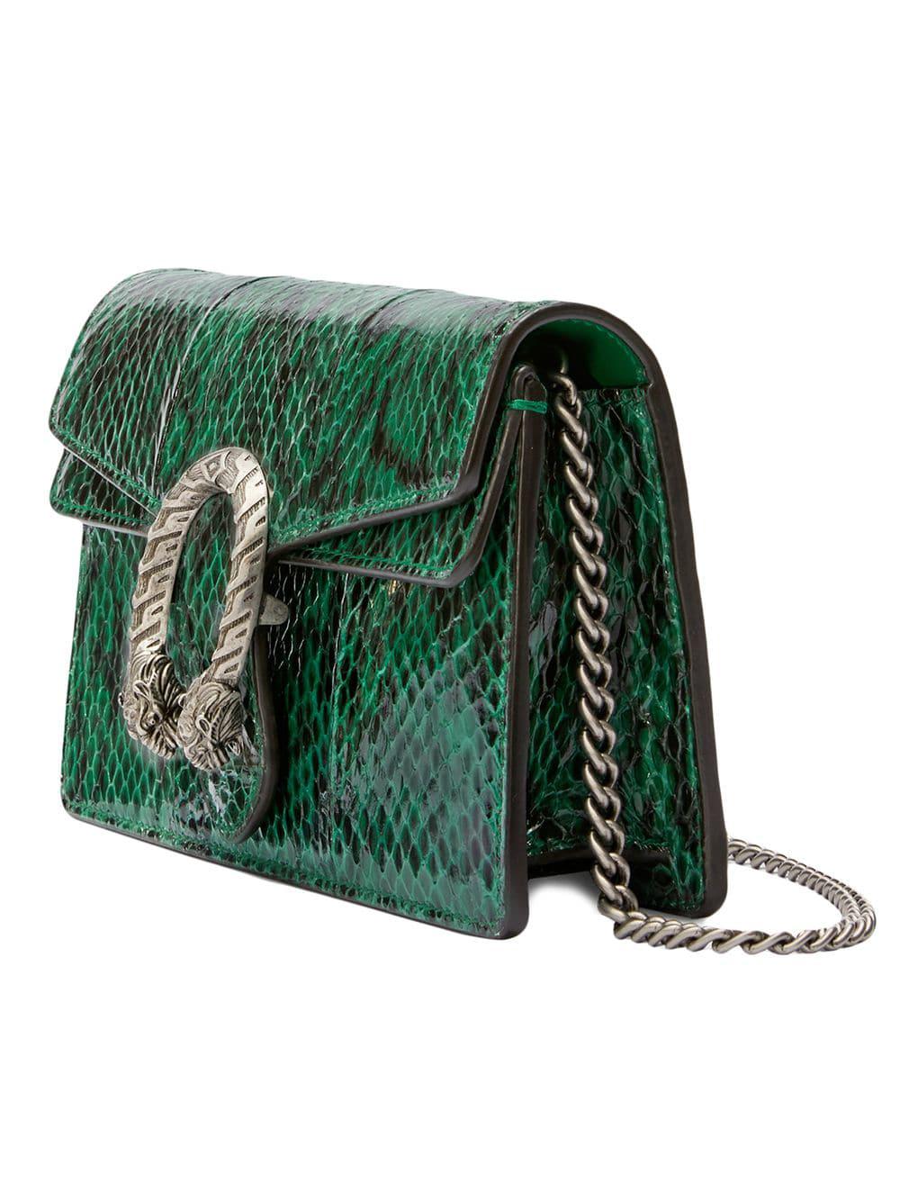 Gucci Dionysus Super Mini Snakeskin Bag in Green - Lyst