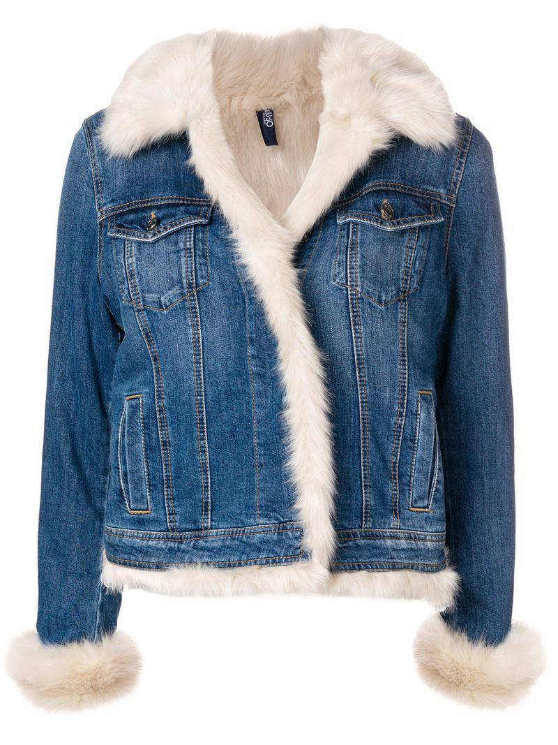 Liu Jo Shearling Denim Jacket in Blue | Lyst Canada