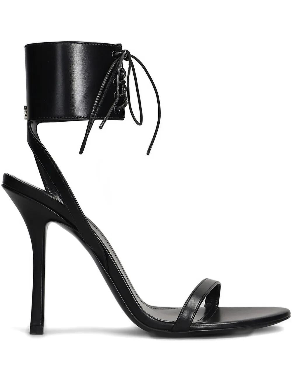 【送料&関税込】Givenchy 4g Liquid Lace Up Sandals In Black 4G Liquid lace-up heeled sandals in leather in - black