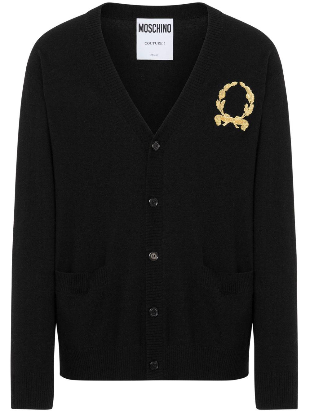 Moschino メンズ ブラック ロゴ カーディガン セーター & ニット
