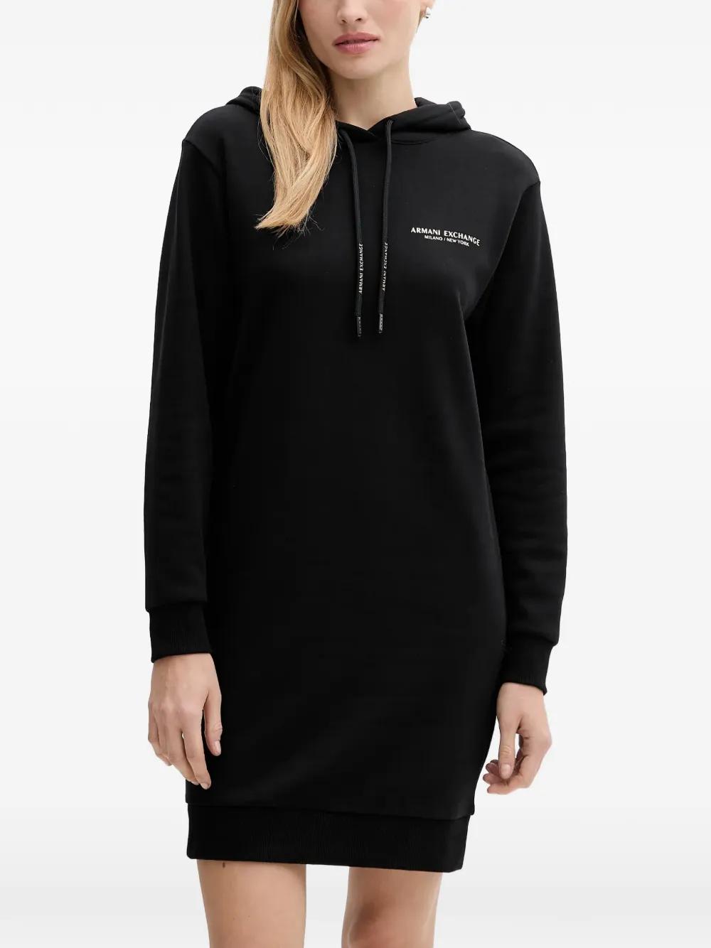 ARMANI EXCHANGE Drawstring Hooded Mini Dress in Black | Lyst ARMANI EXCHANGE Drawstring Hooded Mini Dress in Black | Lyst