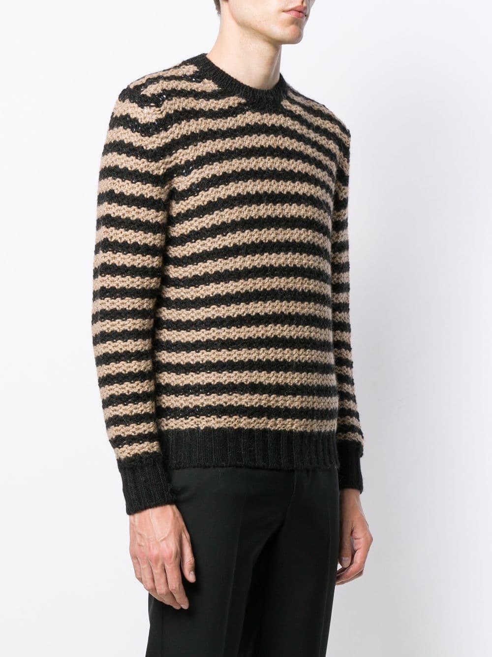 Prada Wool Striped Knitted Jumper in Black for Men - Lyst