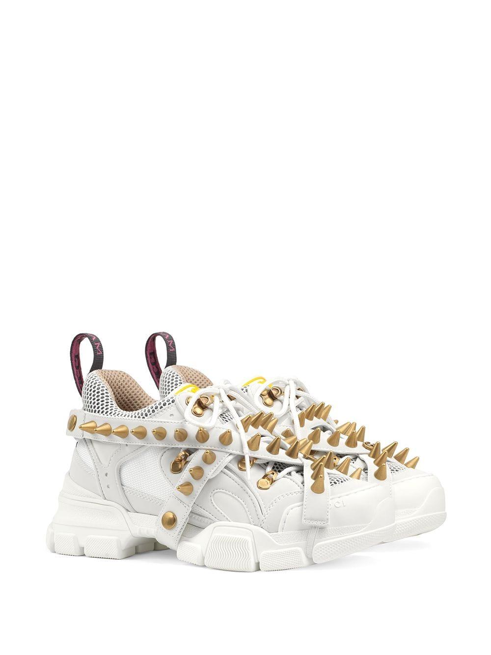 Gucci Leer Flashtrek Sneakers in het Wit - Lyst