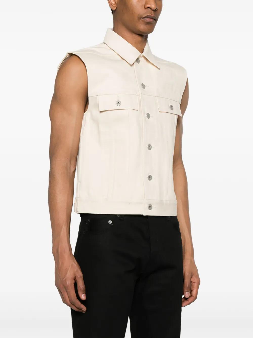 Rick Owens Sleeveless Trucker Jacket in Natural for Men | Lyst