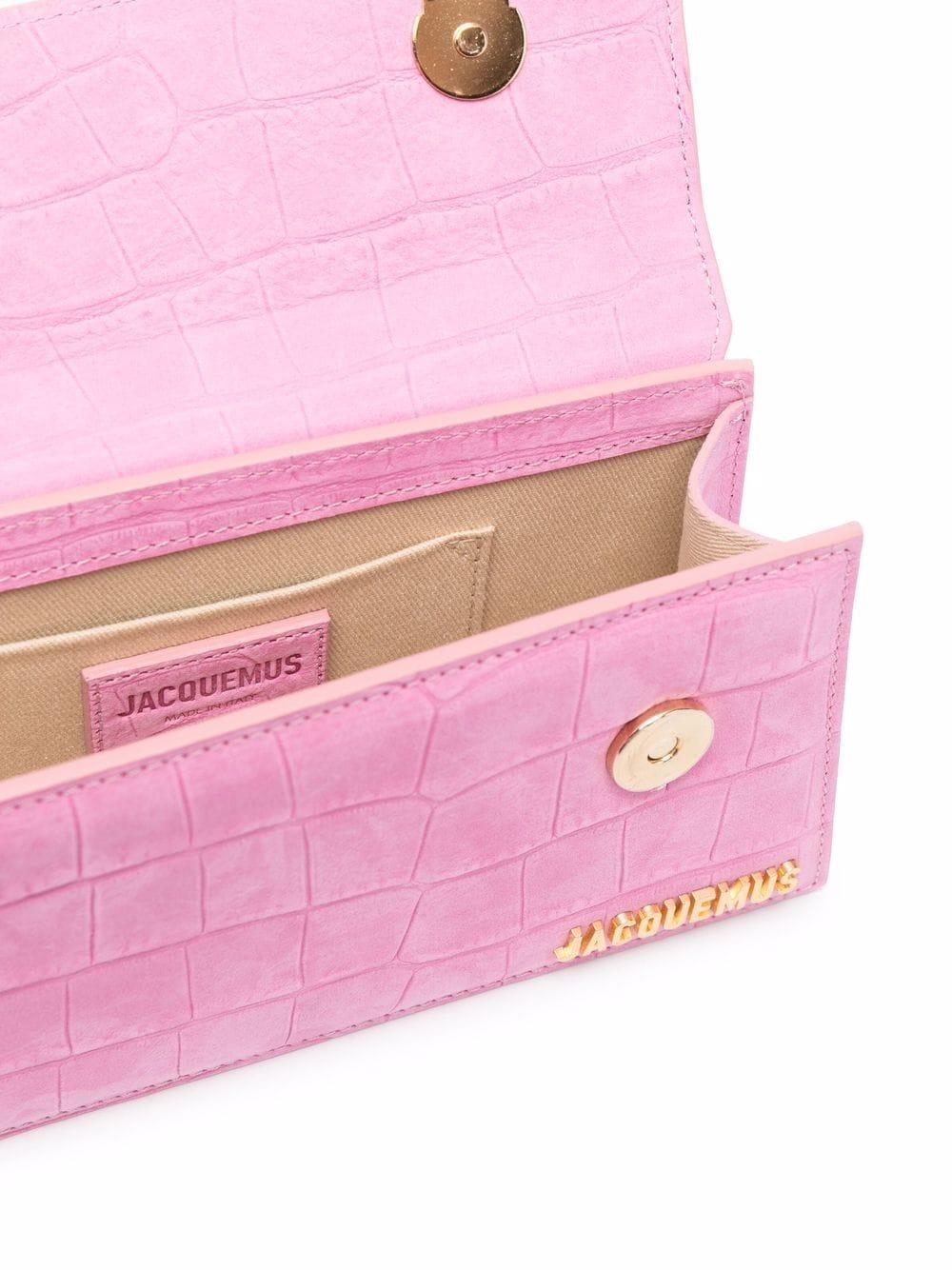 Jacquemus Le Chiquito Long Crocodile-effect Tote Bag in Pink