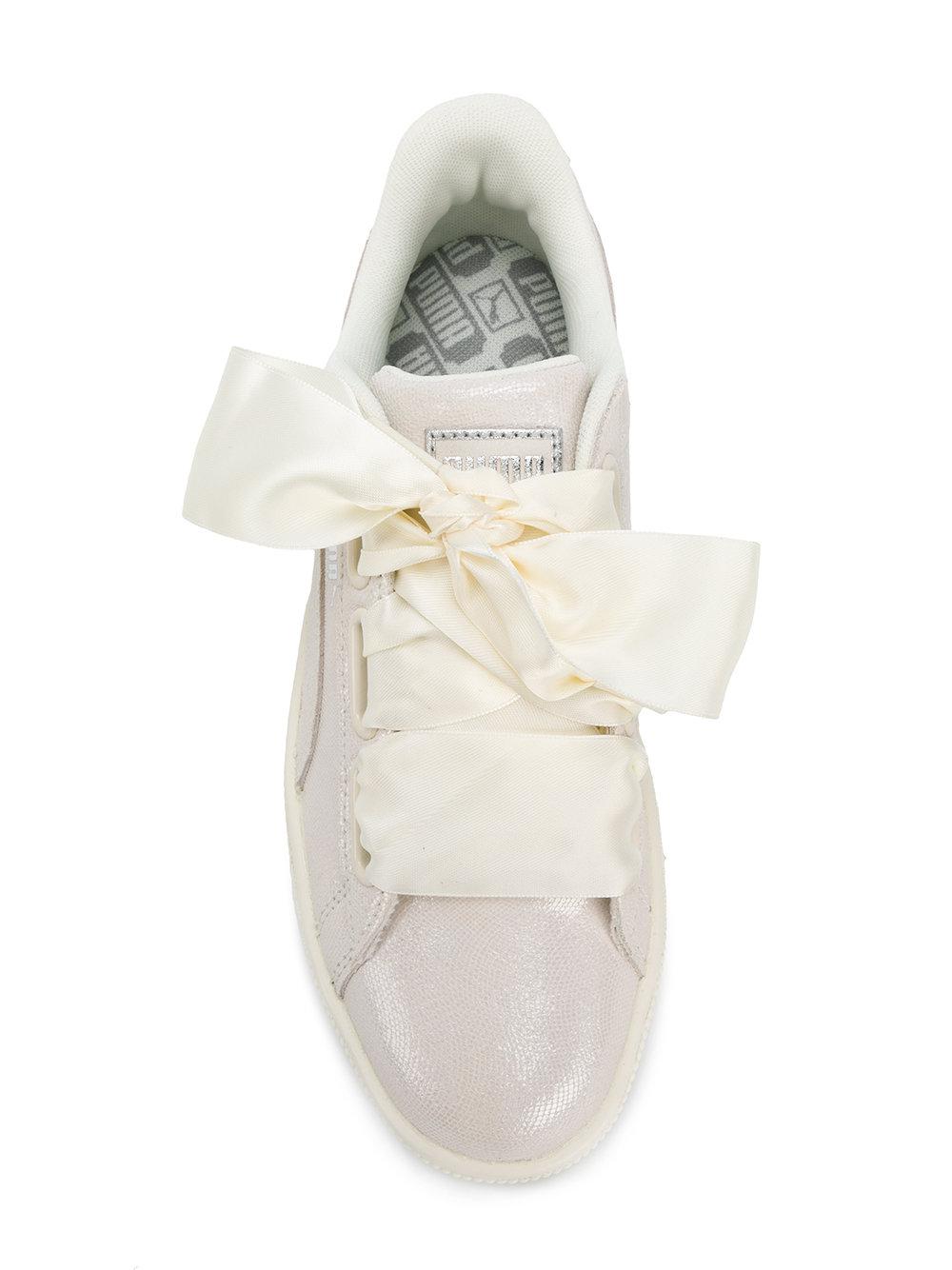 PUMA Lace-up Ribbon Sneakers in White | Lyst