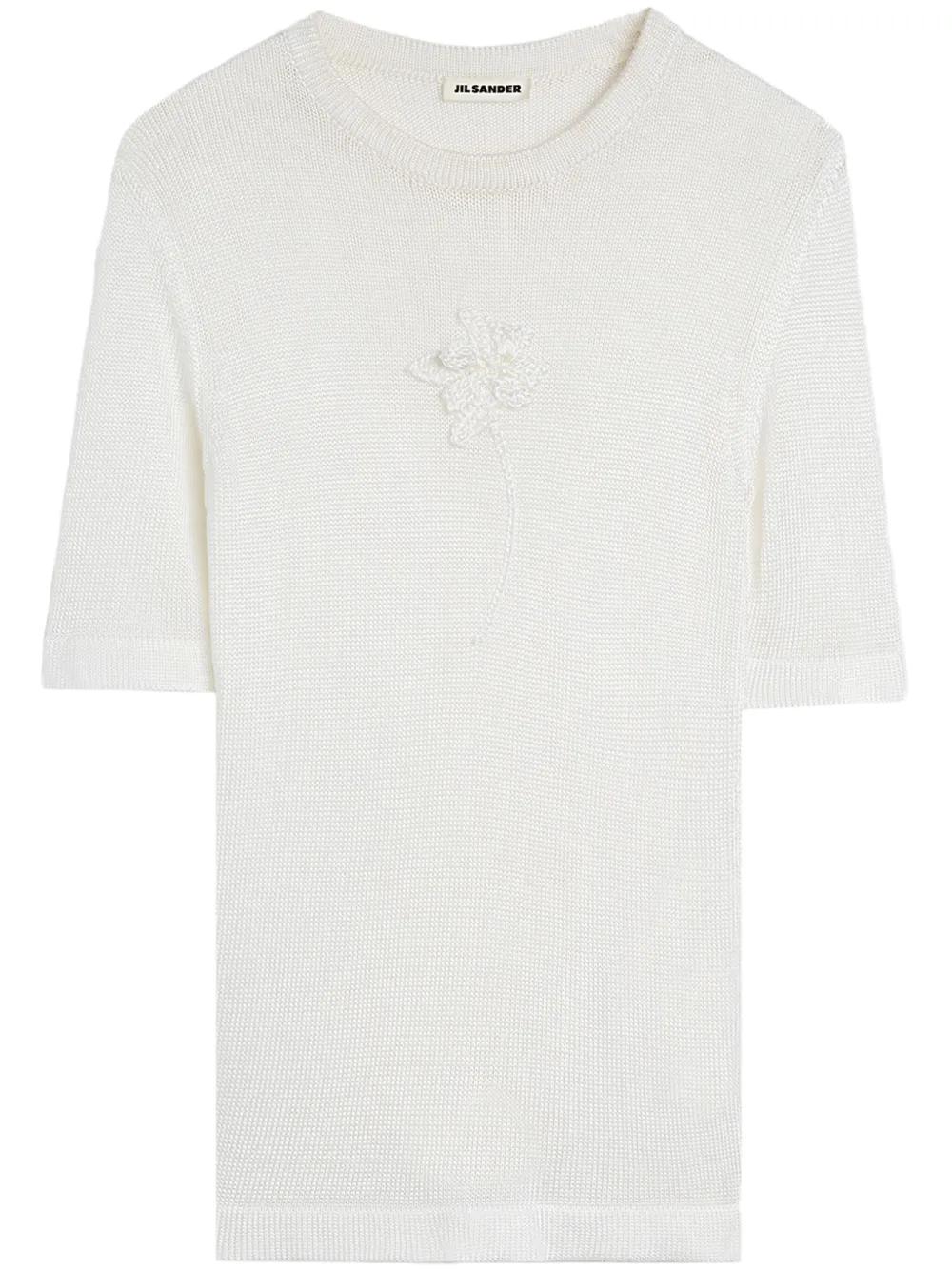 ジルサンダー Jil Sander Flower Crochet T-Shirt Jil Sander Ss Cn T-Shirt W/ Flower Crochet in White | Lyst