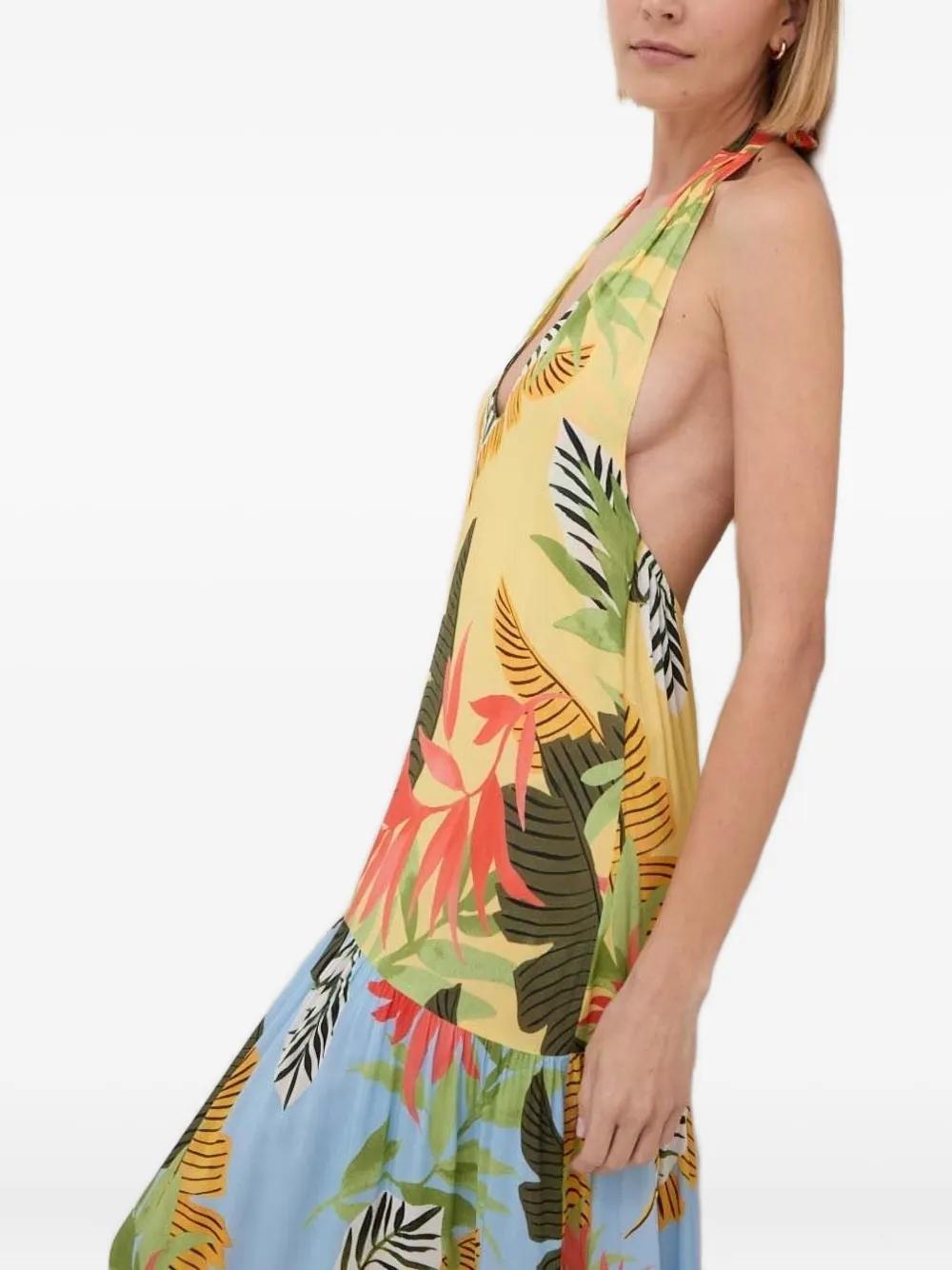 Desigual Halter-Neck Tiered Maxi Dress in White | Lyst