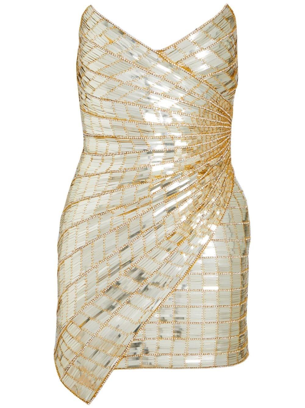 retrofete aura dress gold Navy Blue Chenille Corset Dress main image 1