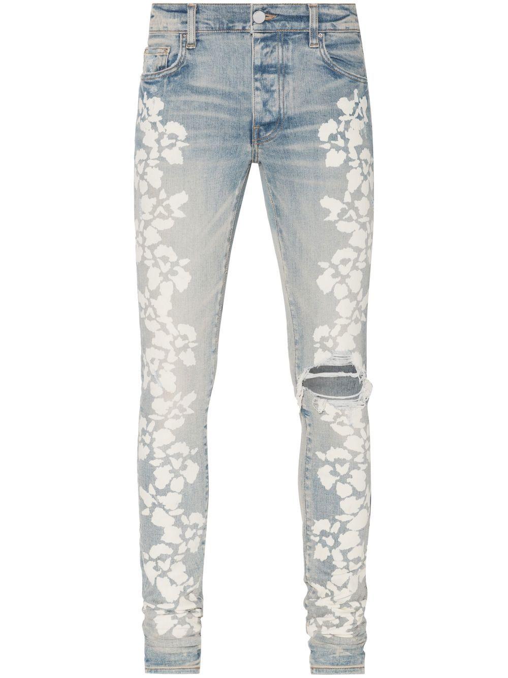 Amiri Hibiscus Floral-print Skinny Jeans in Blue for Men | Lyst