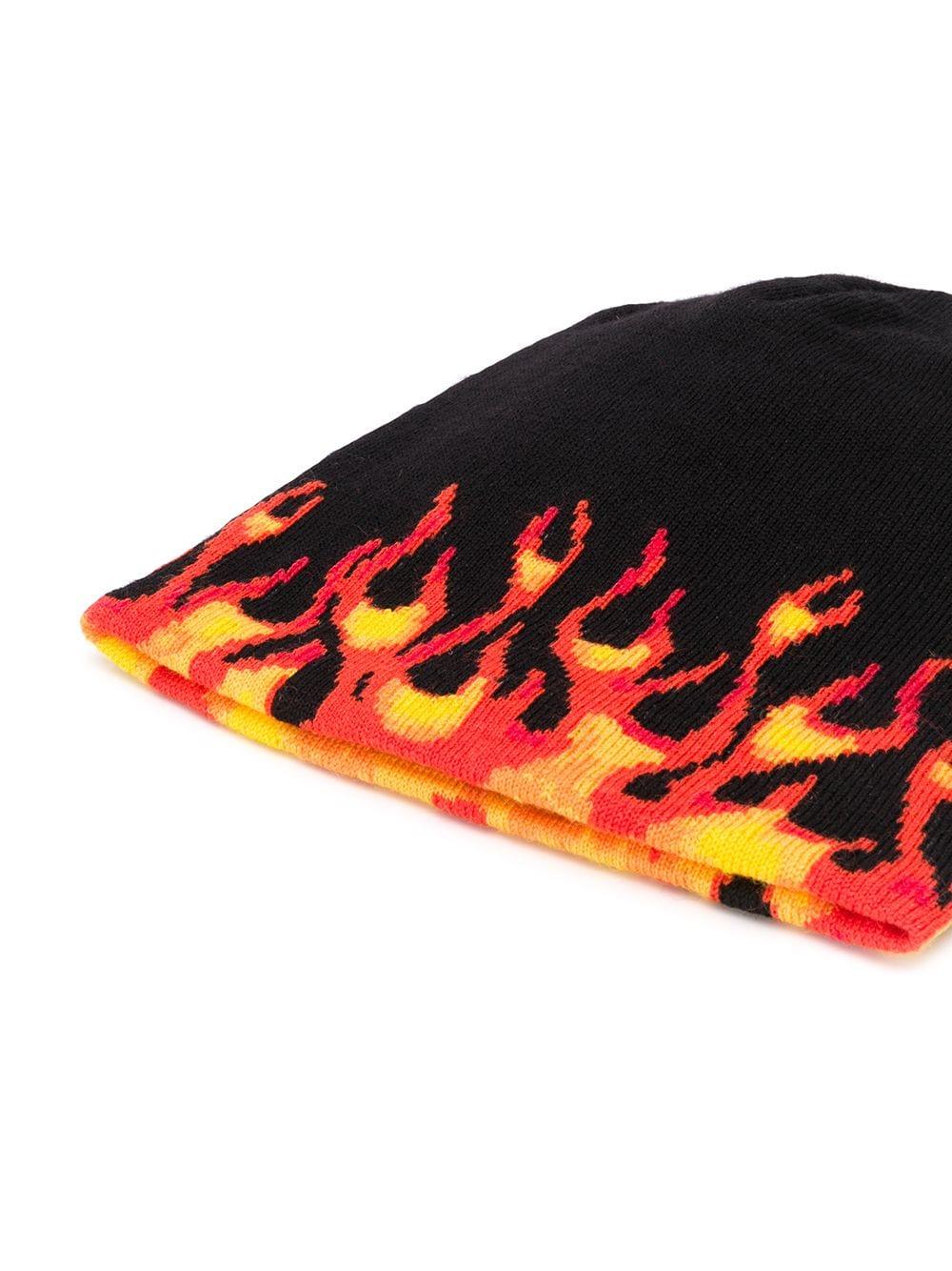 Palm Angels Wool Flame Intarsia Beanie 