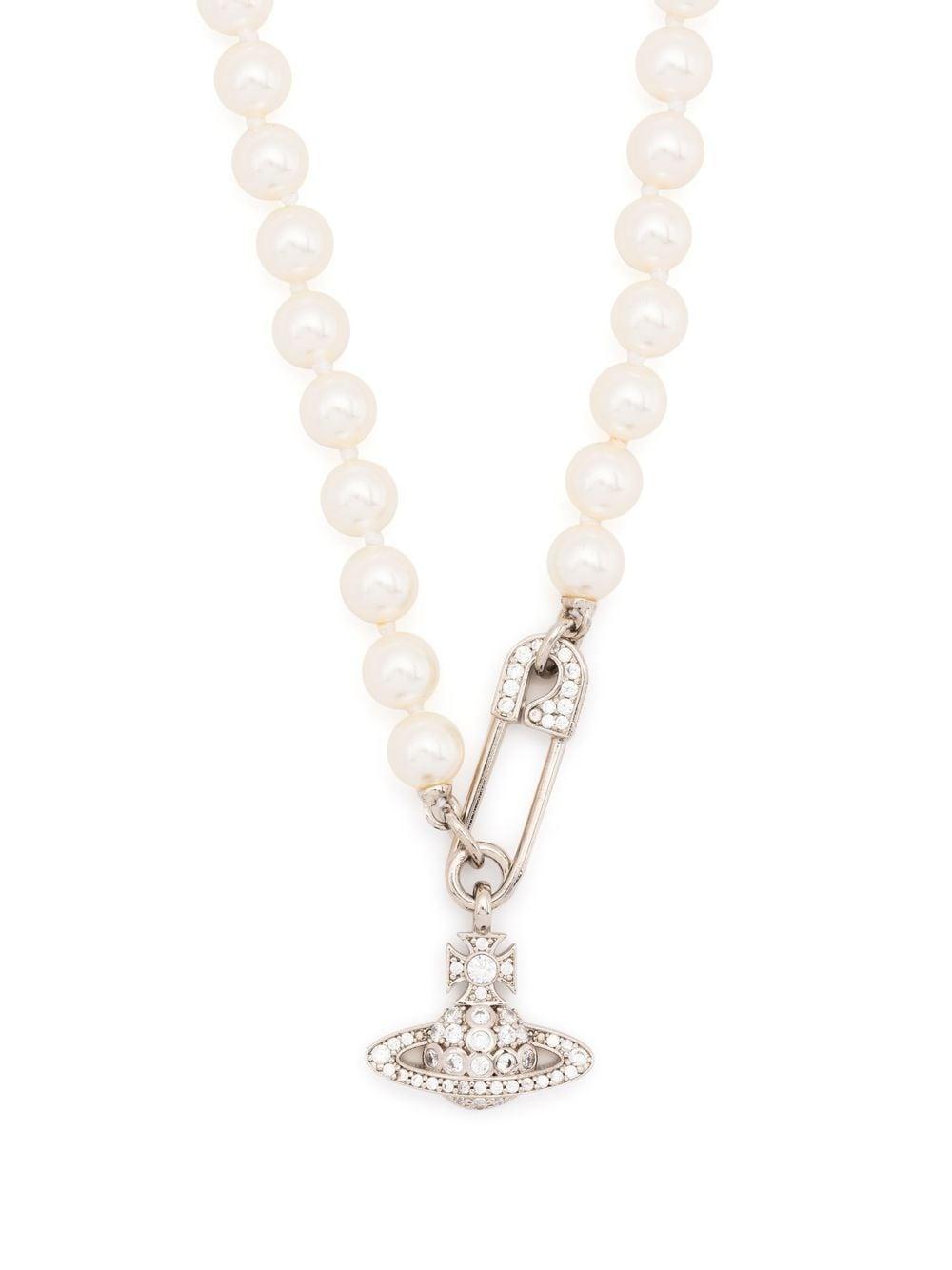 Vivienne Westwood Orb Safetypin Pearl Necklace in Natural Lyst