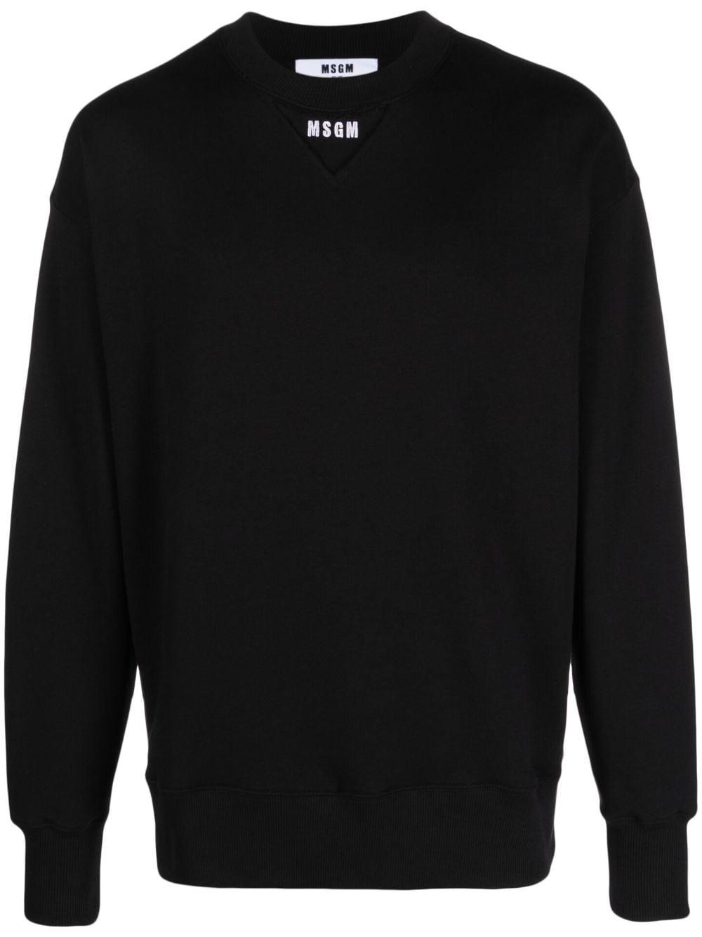MSGM Logo-embroidered Cotton Sweatshirt in Black for Men | Lyst