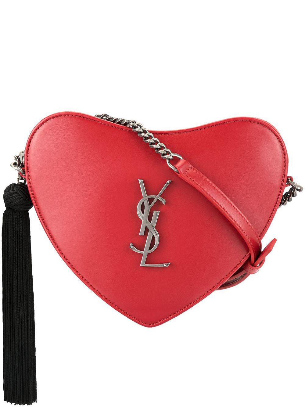 Bolso con diseño de corazón y logo YSL Saint Laurent de Cuero de color Rojo  | Lyst