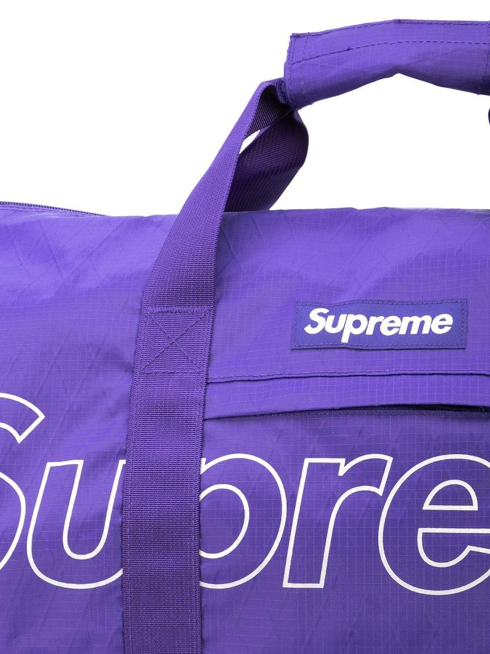 Supreme Logo Print Duffle Bag in Purple 