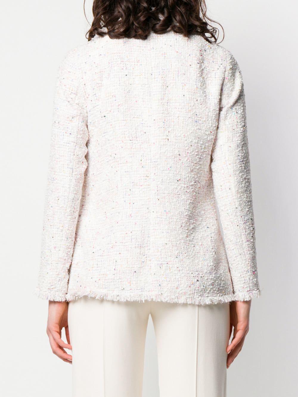 Edward Achour Paris Structured Tweed Blazer in White | Lyst