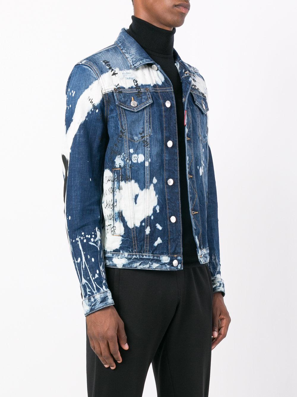 DSquared² Bleached Denim Jacket in Blue for Men - Lyst