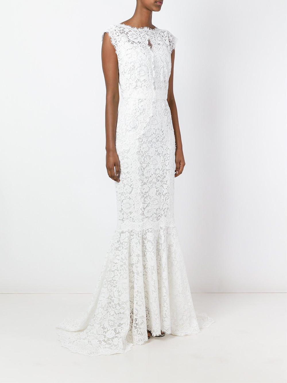 Lyst Dolce Gabbana Lace Fish Tail Gown In White Dolce Gabbana White Lace Fish Tail Gown Lyst View Fullscreen