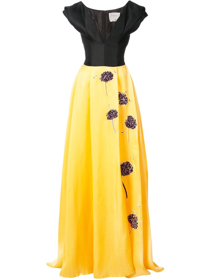 Carolina Herrera Embroidered Ball Gown In Yellow Orange Yellow