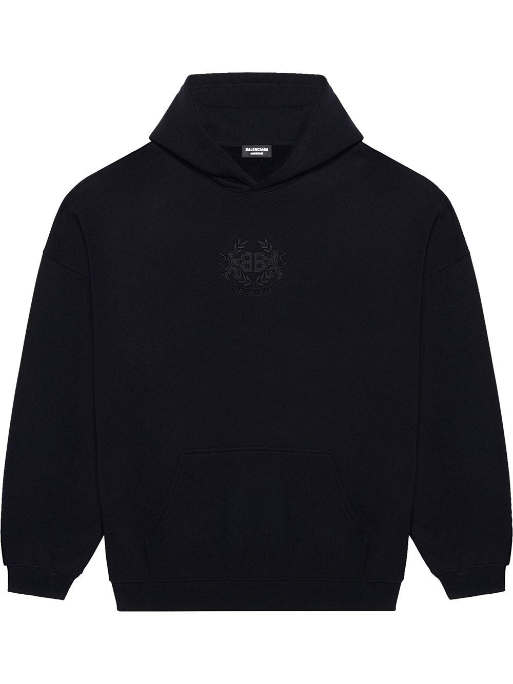 Balenciaga Logo Crest embroidered Hoodie in Black for Men Lyst