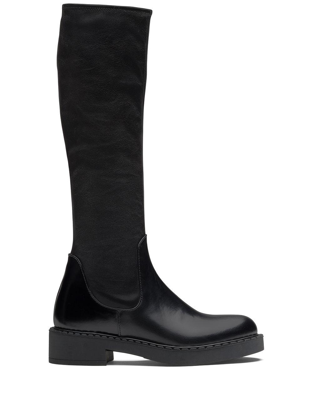Prada Leather Knee-high Boots in Black - Lyst