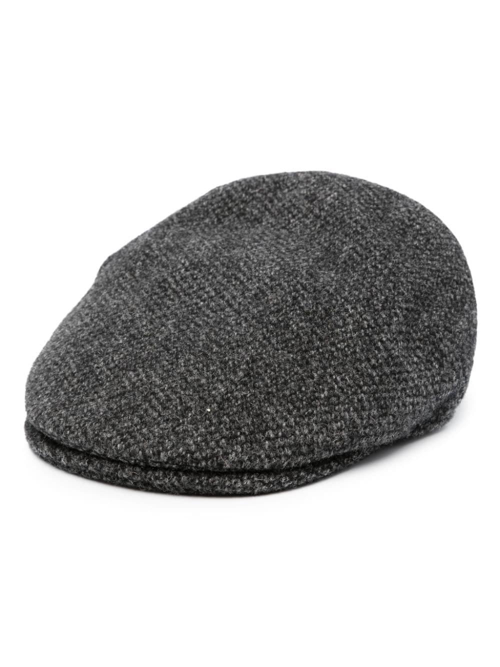 Borsalino Logo tag Tweed Wool Beret in Gray for Men Lyst