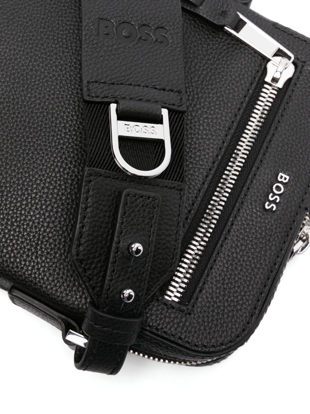 BOSS by HUGO BOSS Logo-lettering Leather Messenger Bag in Black for Men |  Lyst