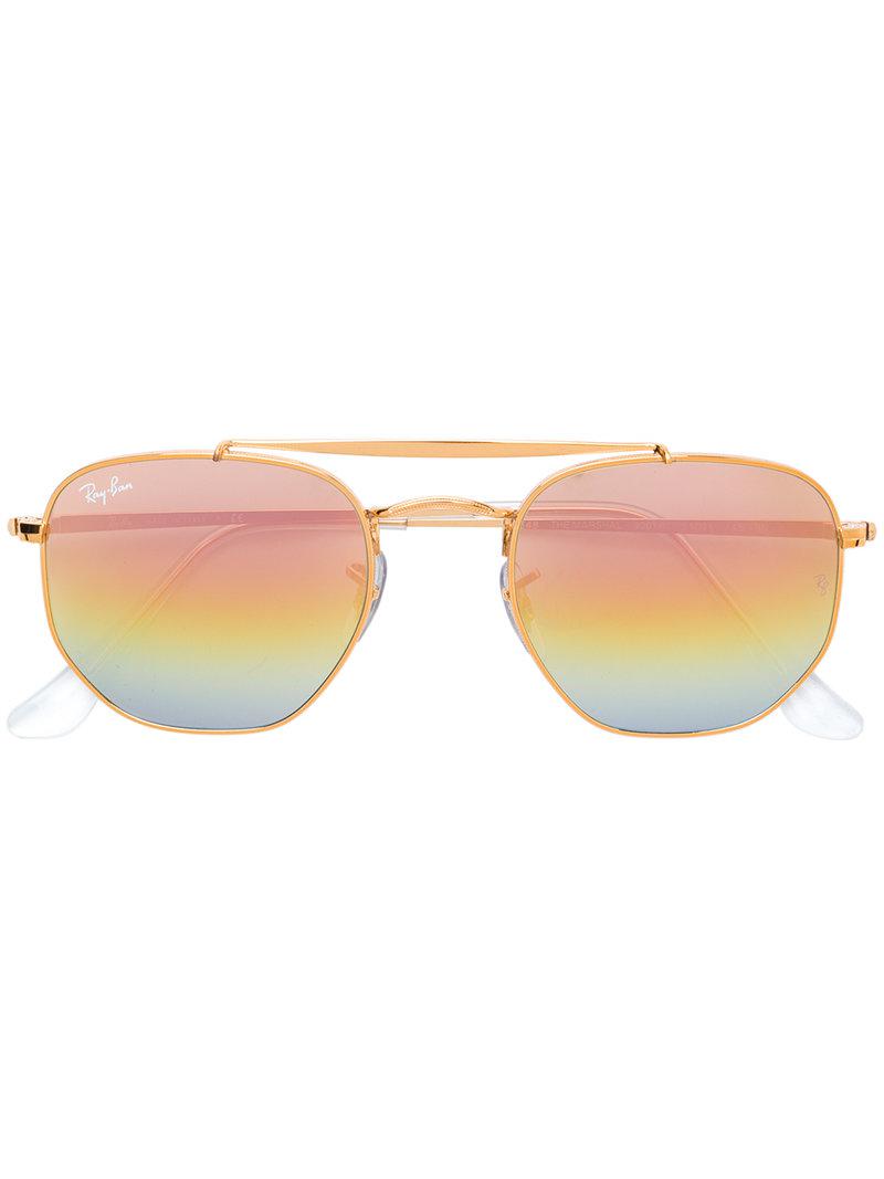 Ray-Ban Hexagon Rainbow Tinted Sunglasses in Metallic | Lyst