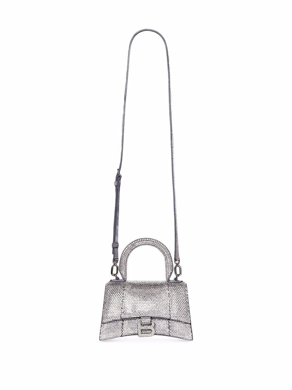 Balenciaga Crystal-embellished Hourglass Tote Bag in Gray | Lyst