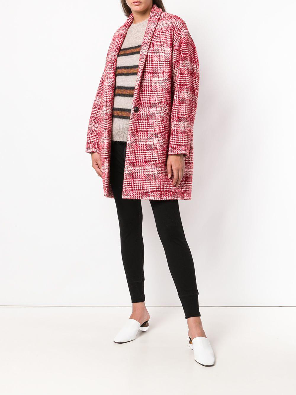 Étoile Isabel Marant Ebrie Checked Wool-blend Coat in Red - Lyst