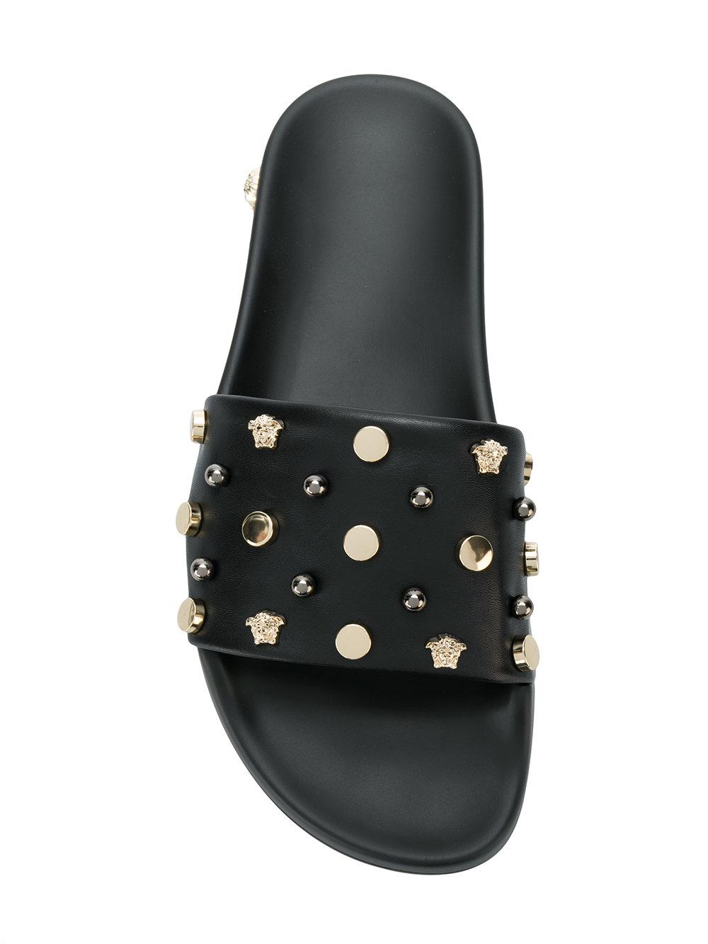 versace black medusa slides