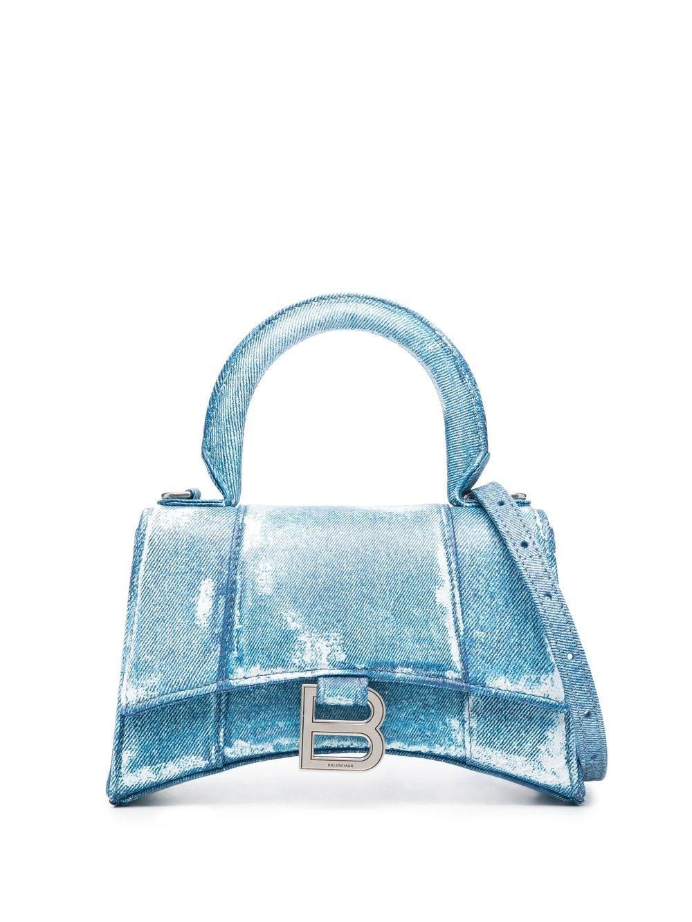 Balenciaga Xs Hourglass Top Handle Bag in Metallic Silver