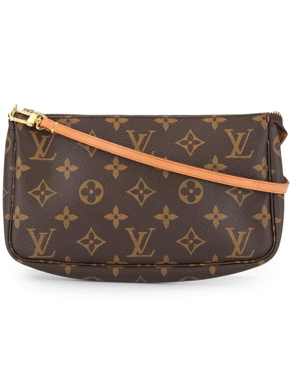 Louis Vuitton Leather Pre-owned Pochette Accessoires Monogram Handbag in Brown - Lyst