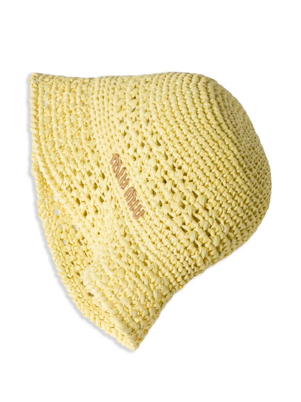 Miu Miu Crochet Bucket Hat in Yellow | Lyst