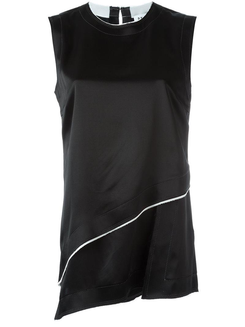 DKNY Satin Tank Top in Black - Lyst