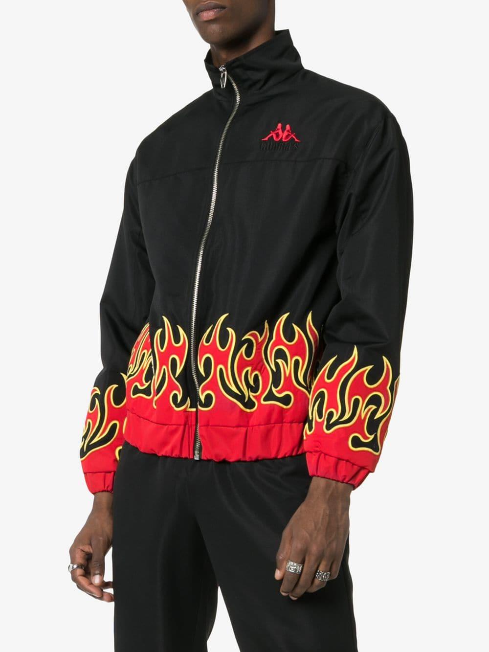 Charm's X Kappa Fire Print High Neck Sport Jacket in Black for Men | Lyst