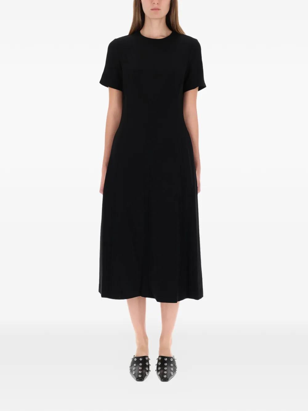 Theory Short-Sleeve A-Line Midi Dress in Black | Lyst