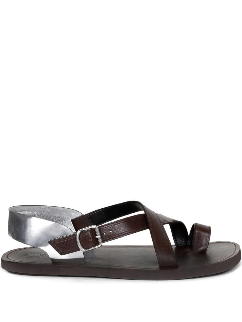 [Dries Van Noten] レザー サンダル ダークブラウン DRIES VAN NOTEN レザー サンダル バイカラー | THE OUTNET