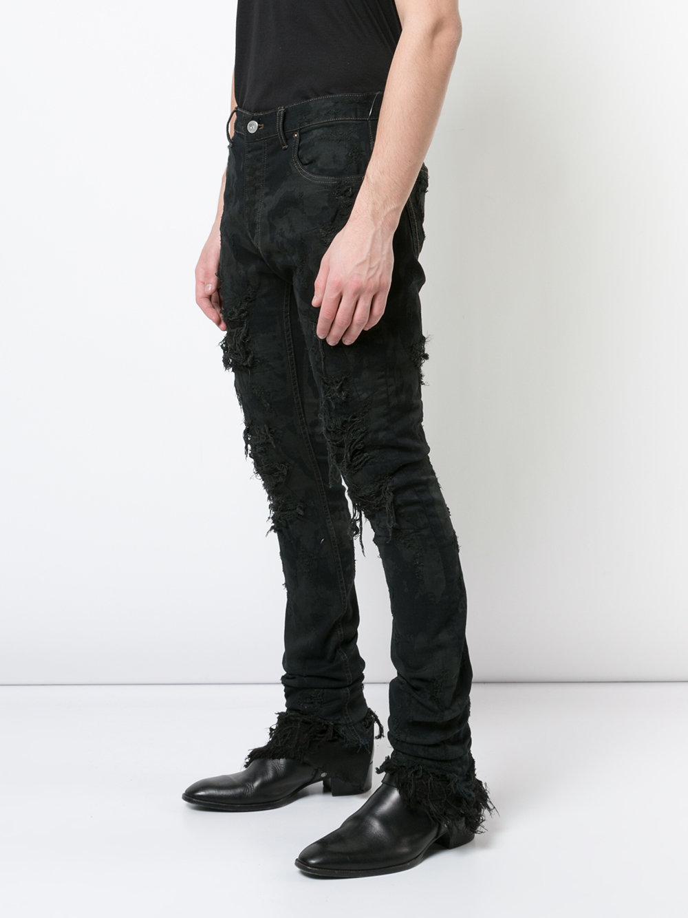 Fagassent Denim Paint Splatter Distressed Jeans in Black for Men - Lyst