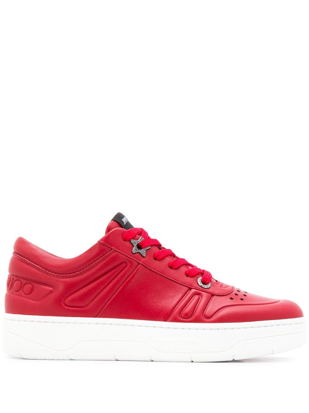 Jimmy Choo Leather Hawaii Low-top Sneakers in Red - Lyst