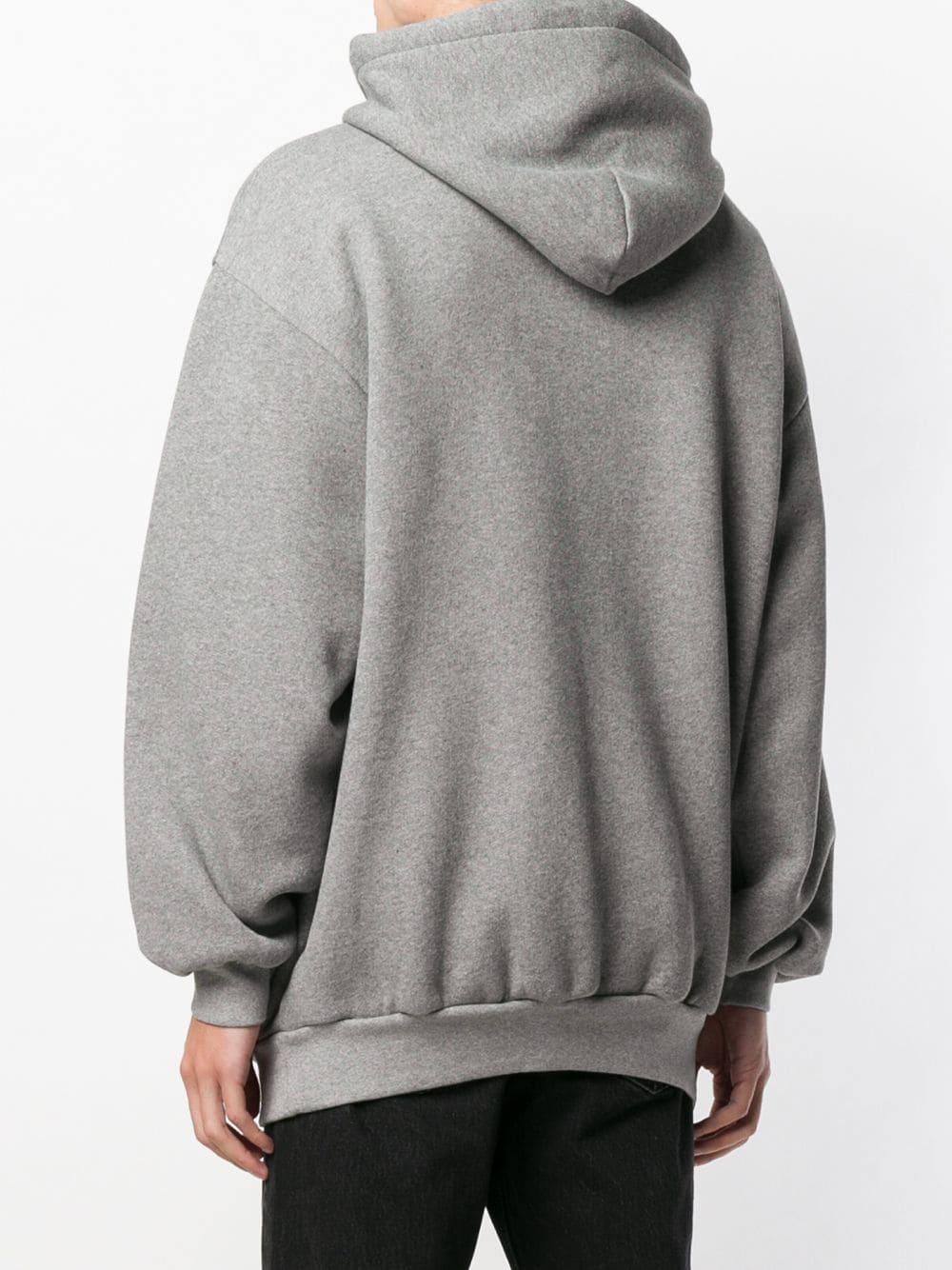 Balenciaga Fleece Printed Logo Hoodie in Grey (Gray) for Men | Lyst