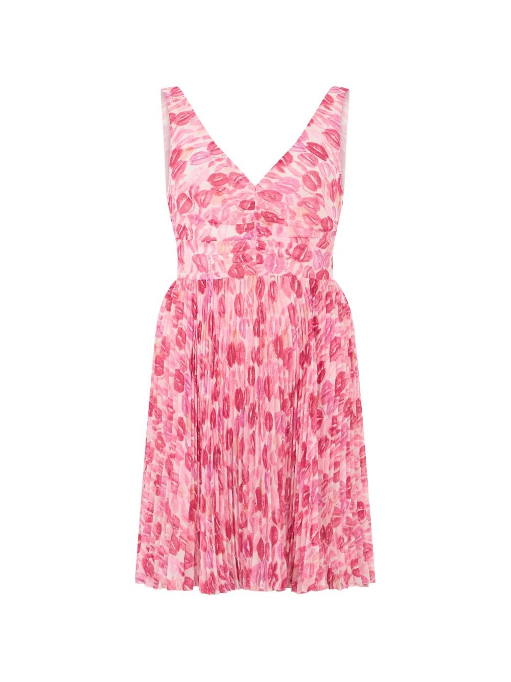 open lace back dress Pink & Red Geometric Heart Midi Dress -All Dresses main image 1